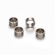 Column 201 Stainless Steel Beads, Large Hole Beads, Stainless Steel Color, 6x3mm, Hole: 5mm(STAS-D111-58)