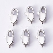 304 Stainless Steel Lobster Claw Clasps, Stainless Steel Color, 13x6.5x3.5mm, Hole: 2mm(STAS-P190-06)