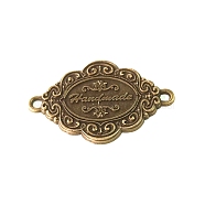 Alloy Connector Charms, Oval with Word handmade, Antique Bronze, 25.5x41x2mm, Hole: 2.5mm(PURS-PW0001-474)