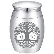 Alloy Cremation Urn, with Disposable Flatware Spoons, Silver Polishing Cloth & Velvet Packing Pouches, Tree of Life, 40.5x30mm(AJEW-CN0002-27A)