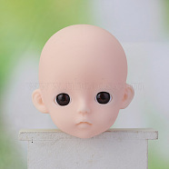 Plastic Doll Head Sculpt, with Big Eyes, DIY BJD Heads Toy Practice Makeup Supplies, Antique White, 72mm(DOLL-PW0001-251)