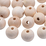 Natural Unfinished Wood Beads, Round Wooden Loose Beads Spacer Beads for Craft Making, Lead Free, Moccasin, 18~20x17~18mm, Hole: 4~5mm(WOOD-Q008-20mm-LF)