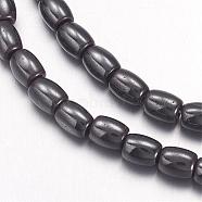 Non-magnetic Synthetic Hematite Beads Strands, Oval, Black, Size: about 4mm in diameter, 6mm long, hole: 1mm, about 70pcs/strand(X-G-H1081-1)