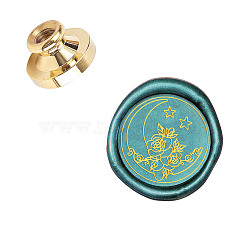 DIY Wood Wax Seal Stamp, Scrapbook Brass Stamps, Moon Pattern, 25mm(AJEW-WH0130-591)