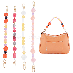 Elite 4Pcs 4 Style Resin Imitation Gemstone Beaded Bag Handles, with Alloy Swivel Clasp, Mixed Color, 28.5~33cm, 1pc/style(FIND-PH0009-46A)