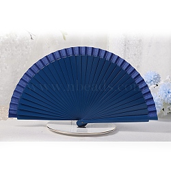 Schima Folding Fan, Vintage Wood Decorative Fan, for Party Wedding Dancing Decoration, Marine Blue, 23cm(PW-WG96635-06)