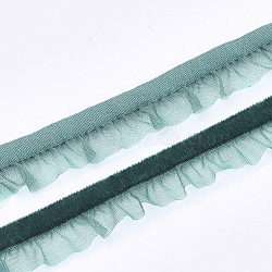 Velvet Organza Ribbon, Teal, 5/8 inch(15mm), about 20yards/roll(18.29m/roll)(SRIB-T006-031)