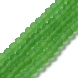 Transparent Glass Beads Strands, Faceted, Frosted, Rondelle, Lime Green, 8mm, Hole: 1mm, about 63~65pcs/strand, 39~40cm(EGLA-A034-T8mm-MD11)