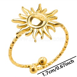 Stainless Steel Sun Cuff Ring for Unisex, Minimalist Adjustable Opening Ring, Golden(X-UQ4769-2)