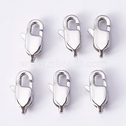 Tarnish Resistant 304 Stainless Steel Lobster Claw Clasps, Stainless Steel Color, 13x6.5x3.5mm, Hole: 2mm(STAS-P190-06)