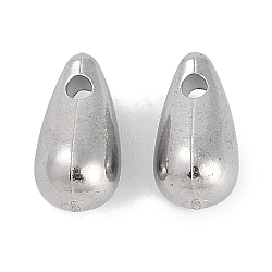 304 Stainless Steel Charms, Stainless Steel Color, Teardrop, 12x6.5x6.5mm, Hole: 1.8mm(STAS-R135-01P-03)