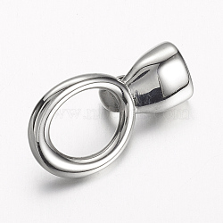 Non-Tarnish 304 Stainless Steel Hook Clasps, For Leather Cord Bracelets Making, Stainless Steel Color, 34x19x10.5mm, Hole: 12.5x15mm(STAS-E133-092P)