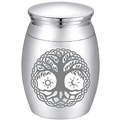 Alloy Cremation Urn, with Disposable Flatware Spoons, Silver Polishing Cloth & Velvet Packing Pouches, Tree of Life, 40.5x30mm(AJEW-CN0002-27A)