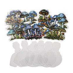 Mushroom with Bottle Waterproof PET Stickers, Decorative Stickers, for Water Bottles, Laptop, Luggage, Cup, Computer, Mobile Phone, Skateboard, Guitar Stickers, Royal Blue, 44~99x42~81x0.1mm, 30pcs/set(DIY-G116-04C)