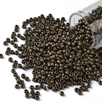 TOHO Round Seed Beads, Japanese Seed Beads, (702) Matte Color Dark Copper, 8/0, 3mm, Hole: 1mm, about 222pcs/10g