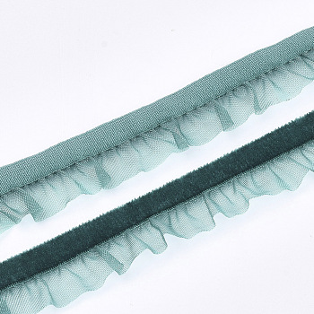 Velvet Organza Ribbon, Teal, 5/8 inch(15mm), about 20yards/roll(18.29m/roll)