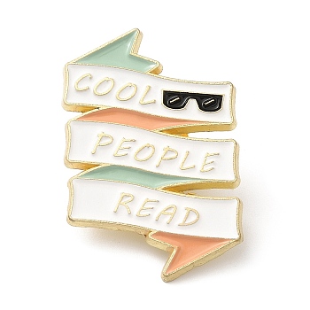 Reading Theme Zinc Alloy Enamel Pins, Word Cool People Read Brooch for Backpack Clothes, Glasses, 31x20x1.5mm