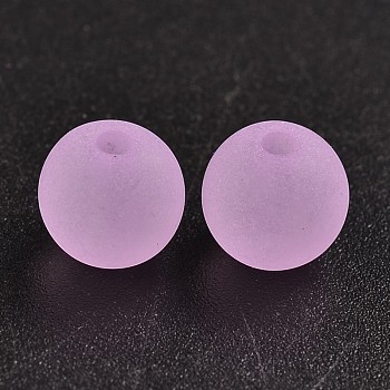 Transparent Acrylic Ball Beads, Frosted Style, Round, Plum, 8mm, Hole: 2mm, about 1892pcs/500g
