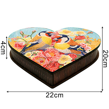 Diamond Painting DIY Handmade Wooden Box Set, Heart, 20.5x20.5x2.5cm
