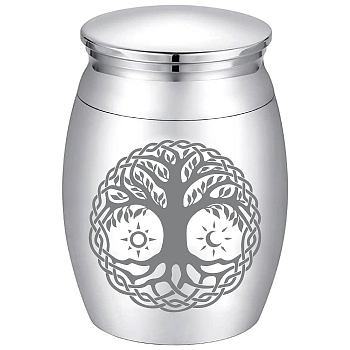 Alloy Cremation Urn, with Disposable Flatware Spoons, Silver Polishing Cloth & Velvet Packing Pouches, Tree of Life, 40.5x30mm