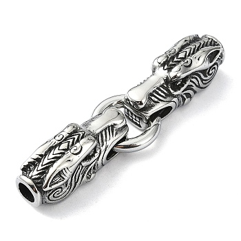 Tibetan Style 304 Stainless Steel Spring Gate Rings, Manual Polishing, Antique Silver, 66mm
