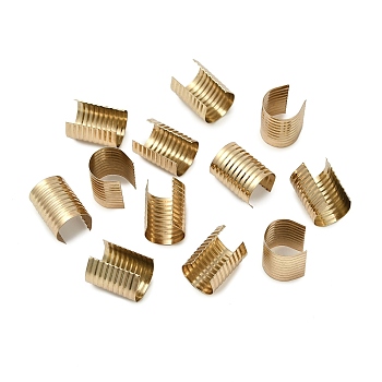 Iron Fold Over Crimp Head Clips without Loop, for Tassel Accessories, Light Gold, 15x11.5x0.3mm, Inner Diameter: 11mm