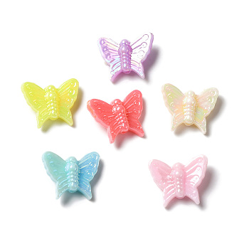 Opaque Acrylic Beads, AB Color Plated, Butterfly, Mixed Color, 13x15.5x5.5mm, Hole: 1.4mm, about 1667pcs/500g