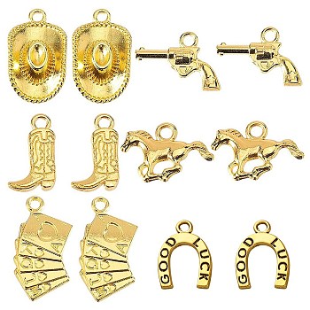 84Pcs 6 Styles Alloy Pendants, Mixed Shapes, Golden, 13.5~25x11~21x1.5~6mm, Hole: 1.6~2.5mm, 14pcs/style