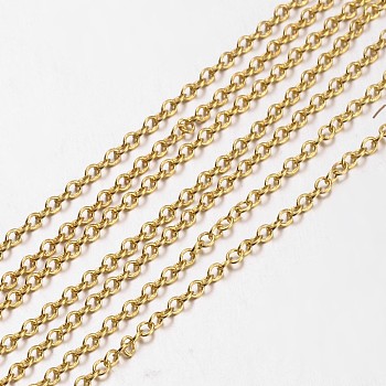 Brass Cable Chains, Unwelded, Oval, Golden, 2x0.4mm