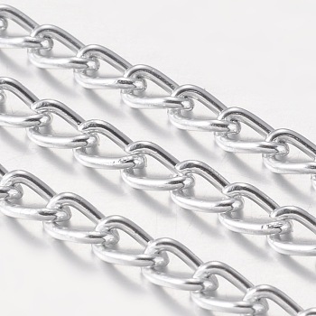Aluminum Twisted Chains Curb Chains, Unwelded, Oxidated in Silver, Link: 4x5.2mm