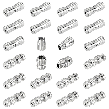 AHADERMAKER 60 Sets 2 Style Brass Screw Clasps, Perfect Ending for Your Jewelry, Platinum, 11~12x4~4.5mm, Hole: 0.8mm, 30 sets/style