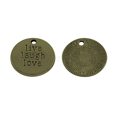 Antique Bronze Flat Round Alloy Pendants