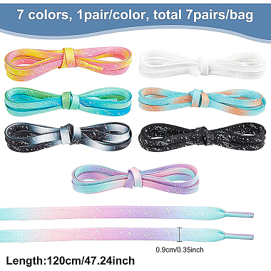 Fingerinspire 7Pairs 7 Colors Luminous Polyester Shoelaces(DIY-FG0003-19)-2