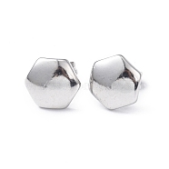 304 Stainless Steel Hexagon Stud Earrings for Women, Stainless Steel Color, 9x10mm, Pin: 0.8mm(EJEW-I285-04B-P)