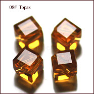 Imitation Austrian Crystal Beads, Grade AAA, Faceted, Cube, Orange, 7x8.5x8.5mm, Hole: 0.9~1mm(SWAR-F069-6x6mm-08)