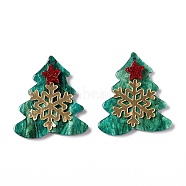 Christmas Printed Acrylic Pendants, with Glitter Powder, Tree with Star & Snowflake, Light Sea Green, 34.5x31x5mm, Hole: 1.4mm(SACR-G019-A06)