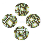 Handmade Polymer Clay Pendants, Flat Round, Light Green, 21.5x2.5mm, Hole: 1.8mm(CLAY-N010-048B)