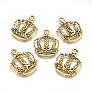 Tibetan Style Alloy Pendants, King Crown, Antique Golden, Lead Free and Cadmium Free, 34x28x4mm, Hole: 3.1mm(K092U031)