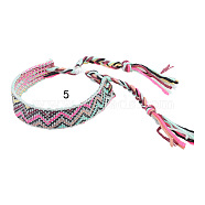 Cotton Braided Wave Pattern Cord Bracelet, Ethnic Tribal Adjustable Brazilian Bracelet for Women, Fuchsia, 5-1/2~10-5/8 inch(14~27cm)(FIND-PW0013-002E)
