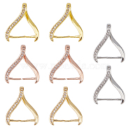 8Pcs 4 Colors Rack Plating Brass Micro Pave Cubic Zirconia Ice Pick Pinch Bails, Long-Lasting Plated, Cadmium Free & Lead Free, Mixed Color, 18x20x5.5mm, Hole: 3mm, Pin: 1mm, 2pcs/color(KK-FH0006-29)