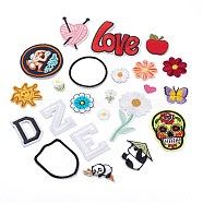 Embroidery Cloth Iron on/Sew on Patches, Costume Accessories, Mixed Shapes, Mixed Color, 15~98x17.5~80x1.5~3mm(DIY-XCP0001-85)