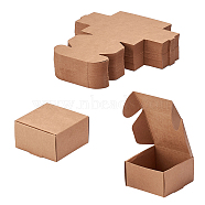 クラフト紙箱, 折りたたみボックス, 正方形, 淡い茶色, 8.5x8.5x3.5cm(CON-PH0001-95B)