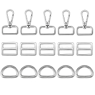 15Pcs 3 Style Iron D Rings, Alloy Slider Buckles & Swivel Clasps, Platinum, 5pcs/style(FIND-SZ0002-18)