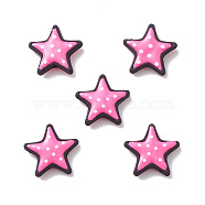 Opaque Resin Beads, Polka Dot Star, Pink, 18.5x19.5x5.2mm, Hole: 1.6mm(RESI-K020-01A)