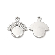 304 Stainless Steel Pendant Cabochon Settings, Fan, Stainless Steel Color, Tray: 8mm, 17x15.5x2mm, Hole: 1.5mm(STAS-H214-26P)