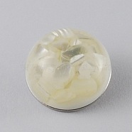 Flat Round Domed Platinum Plated Alloy Resin Jewelry Snap Buttons, Light Goldenrod Yellow, 18x11~13mm, Knob: 5mm(X-RESI-R076-1)
