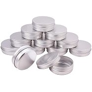 60ml Round Aluminium Tin Cans, Aluminium Jar, Storage Containers for Cosmetic, Candles, Candies, with Screw Top Lid, Platinum, 6.8x2.5cm(CON-PH0001-06C)
