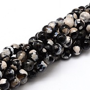 Faceted Natural Agate Round Beads Strands, Dyed, Black, 6mm, Hole: 1mm, about 64pcs/strand, 14.7 inch(G-E319C-6mm-06)