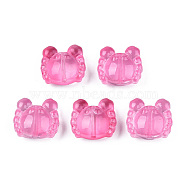 Transparent Spray Painted Glass Beads, Crab, Hot Pink, 13x14x6.5mm, Hole: 1mm(GLAA-N035-026-C04)