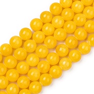 Natural Mashan Jade Beads Strands, Dyed, Round, Gold, 10mm, Hole: 1.2mm, about 42pcs/strand, 16 inch(DJAD-10D-07)